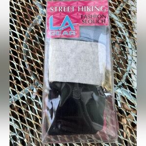 LA Gear Street Hiking Fashion Slouch Socks 3 Pr Black Blue Heather Vintage 90s